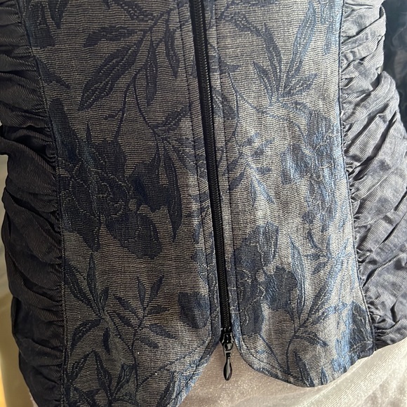 Anne Fontaine jacquard fitted rushed zipper suit jacket FR36 US 4-6 - Picture 4 of 12